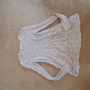 Grace & Lace M grey Pointelle Peplum Sweater
